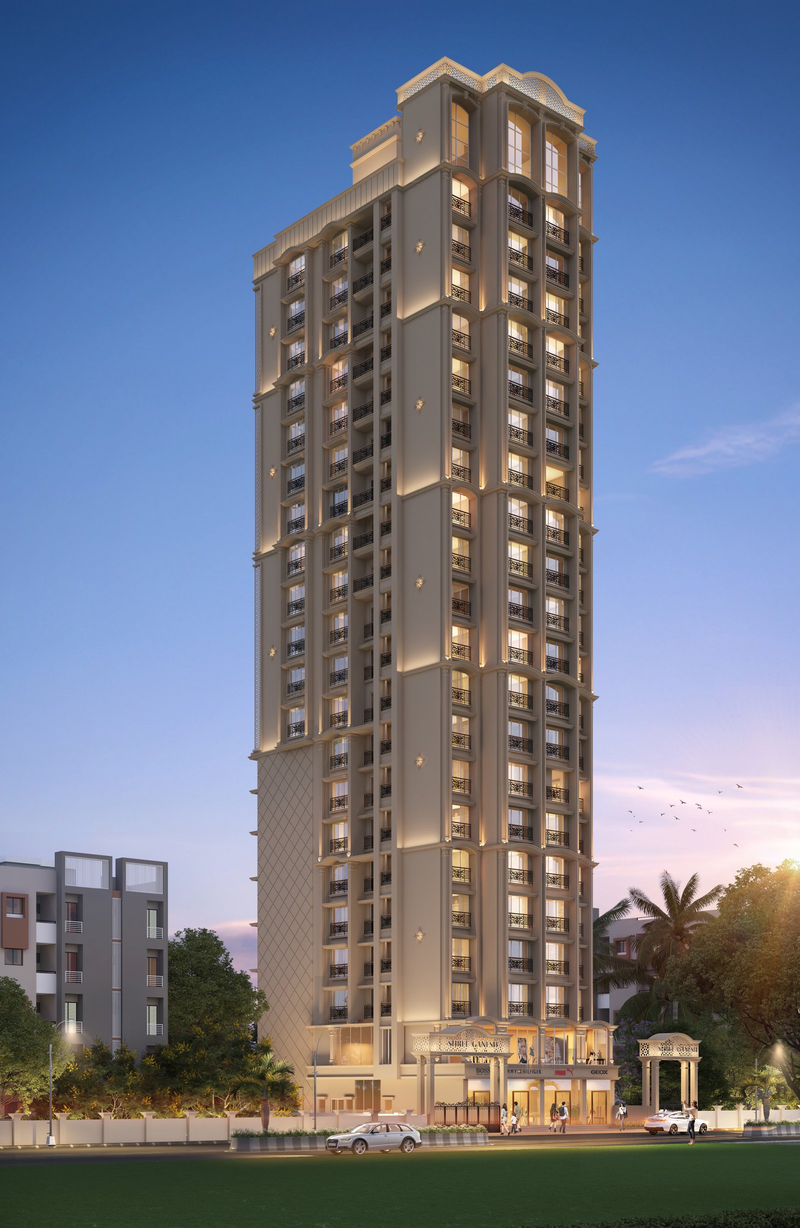 Shree Ganesh Night Elevation